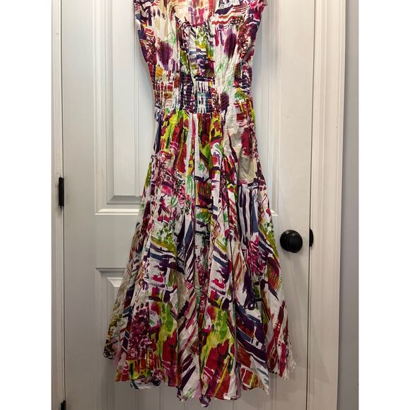 NWT Chelsea & Theodore Women’s Cotton Smocked Voile Midi Dress Size L Multicolor - Picture 3 of 7